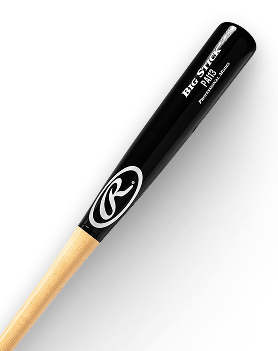 Black and wood baseball bat with Rawlings logo. Text reads BIG STICK PA113 Professional-Series.